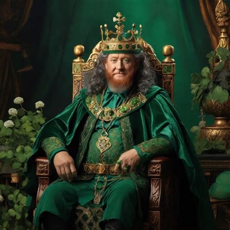 Premium Photo A Regal Leprechaun King Adorned In A Shimmering Emerald