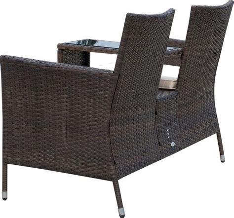 Outsunny Poly Rotan Tuinbank Met Tafel Tuinbank Bank Zits Staal