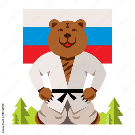 Vector Russian Bear Humor Concept. Flat style colorful Comic Cartoon ...