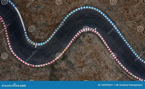 Curving Race Track View From Above Aerial View Car Race Asphalt Track