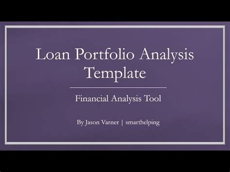 SmartHelping Financial Model Templates By Jason Varner Loan