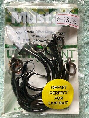 MUSTAD R39942NP BN 3X RINGED DEMON OFFSET CIRCLE HOOKS 9 0 EBay