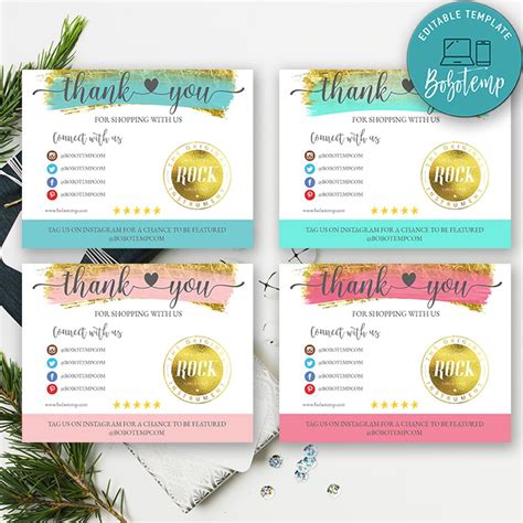 Business Thank You Cards Digital File Printable Instant Download ...