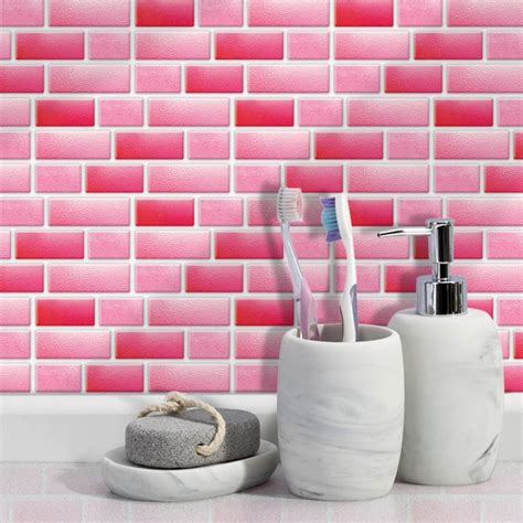 Self Adhesive Wall Tiles For Kitchens And Bathrooms HOT PINK 8 X 4