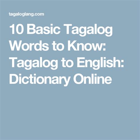 Tagalog Basic Words Nehru Memorial