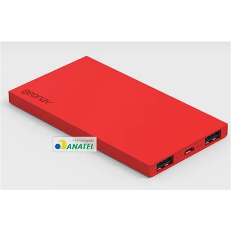 Carregador Port Til Powerbank Mah Geonav Pb R Vermelho No Shoptime