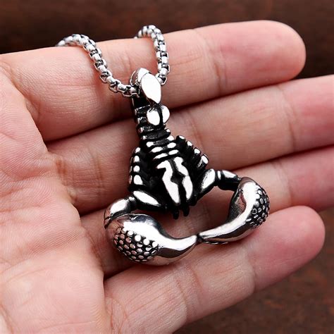 Retro Stainless Steel Scorpion Pendant Necklace For Men Boy Punk