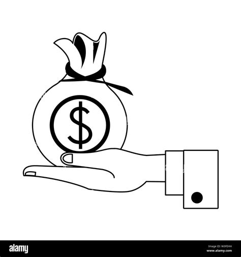 Saving Money Business Finance Cartoon In Black And White Stock Vector