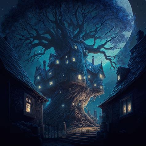 Premium Photo Fantasy Tree House Fairytale Fantasy Landscape Tree