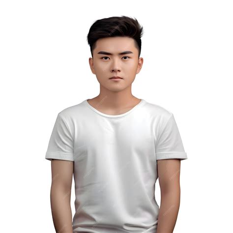 Premium Psd Portrait Of Handsome Asian Man In White T Shirt Isolated