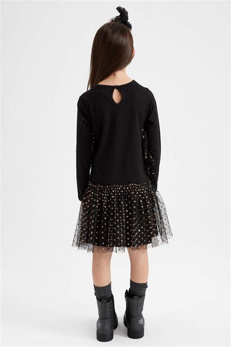 Black Girls Teens Tulle Knitted Dress Defacto