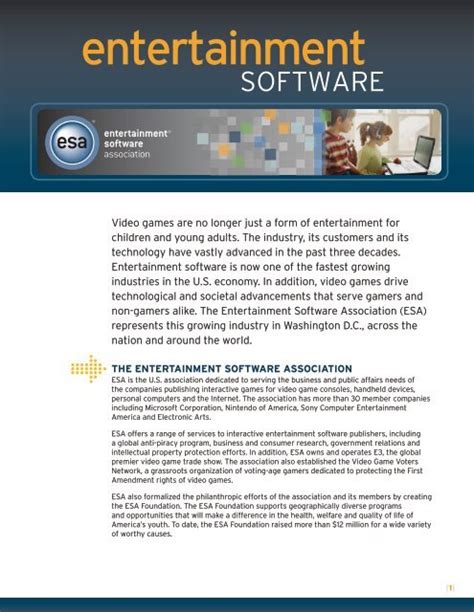 Entertainment Software Fact Sheet