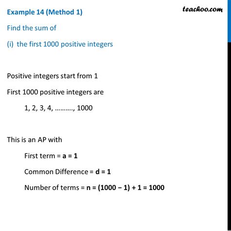 Find The Sum Of The First 1000 Positive Integers With Video