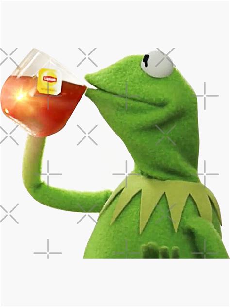 Kermit Drinking Tea But Thats None Of My Business Sticker For Sale By Jaoafallas Redbubble