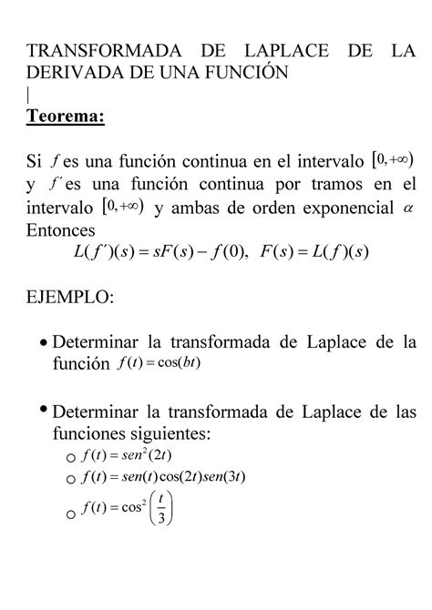 Propiedades De La Transformada De Laplace Transformada De Laplace De