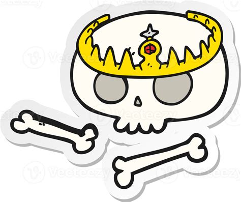 Sticker Of A Cartoon Skull Wearing Tiara 36360837 Png