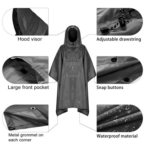 Waterproof Hooded Ripstop Camo Rain Coat Poncho Camping Hiking Hunting