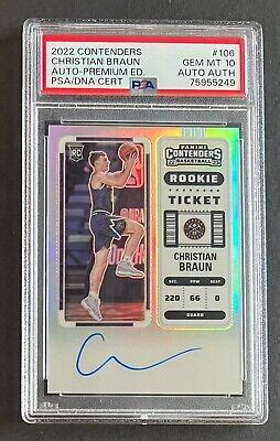 Contenders Christian Braun Rookie Ticket Premium Auto Psa