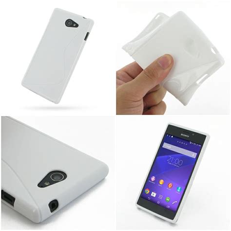 PDair Soft Plastic Case For Sony Xperia M2 White S Shape Pattern