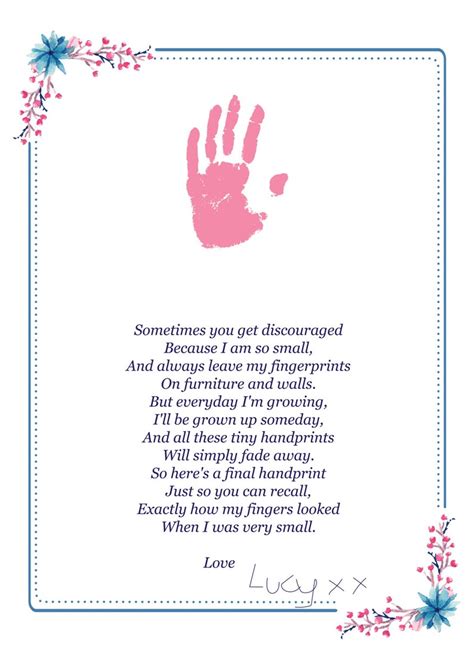 Handprint Poem Mothers Day T Digital Download A4 And A3 Etsy