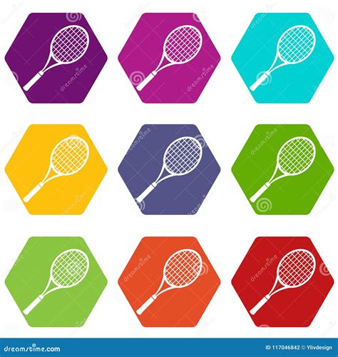 De Pictogrammen Van De Tennisracket Plaatsen Vector 9 Vector