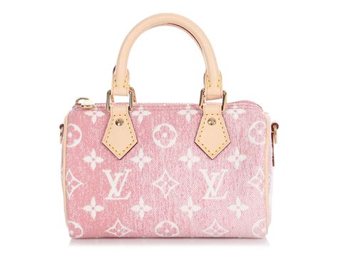 Louis Vuitton Pink Monogram Denim Jacquard Nano Speedy Gold Hardware