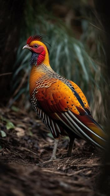 Un P Jaro Con Plumas Naranjas Y Amarillas Foto Premium