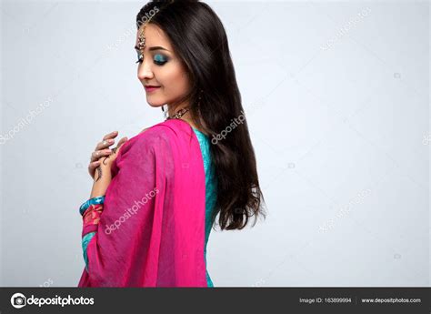 Portrait Of Beautiful Smiling Indian Girl Young Indian Woman Model