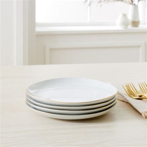 Organic Porcelain Gold Rimmed Salad Plate Sets West Elm