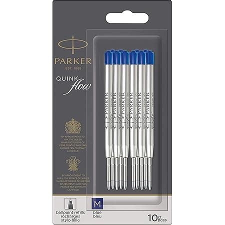 Parker QUINKflow Ballpoint Pen Ink Refills Medium Tip Blue 10