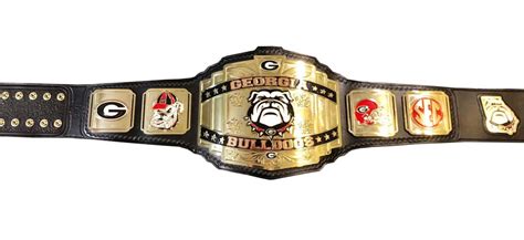 GEORGIA BULLDOGS WRESTLING CHAMPIONSHIP BELT BLACK LEATHER STRAP ADULT SIZE