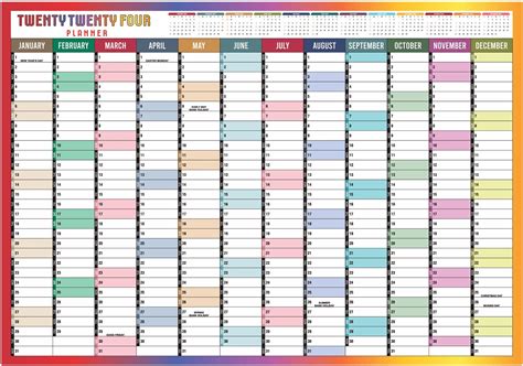 2024 Wall Planner Calendar A1 Size 84cm X 59cm Full Year To View