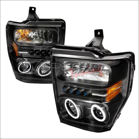 Ford F350 Spec D CCFL Halo Projector Headlights Black 4LHP F25008JM KS