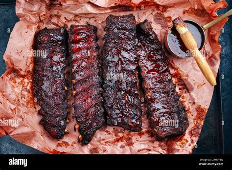 Costillas De Lomo De Cerdo A La Barbacoa St Louis Cortadas Con Marinado