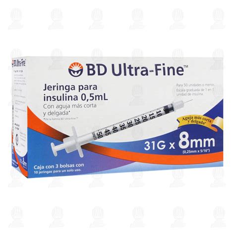 Jeringas Para Insulina BD Ultra Fine 0 5ml 31G X 8mm 30 Pzas