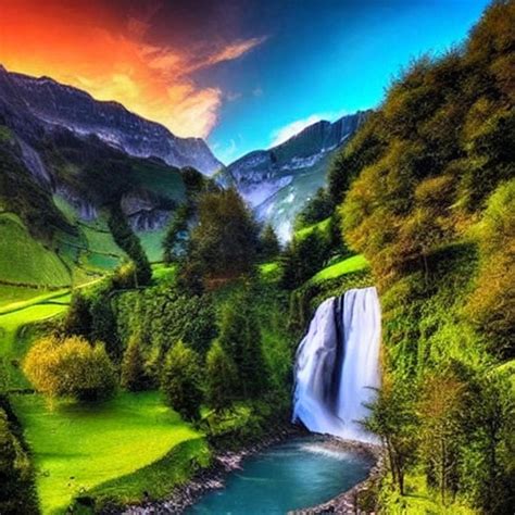 Premium Ai Image Beautiful Scenery Landscape With Waterfalls