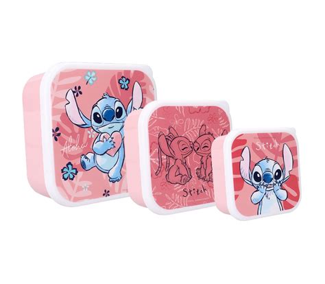 STITCH Bon Appetit Snack Box Kit Set 3 Contenitori PORTA MERENDA Spuntini