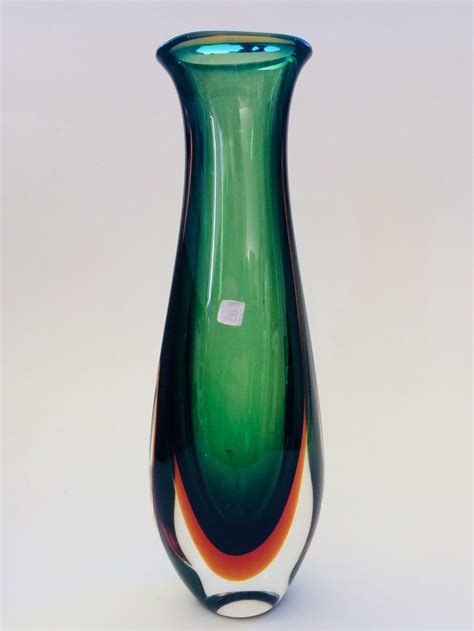 Large Sommerso Murano Glass Stem Vase By Flavio Poli Italy 1960s 125597