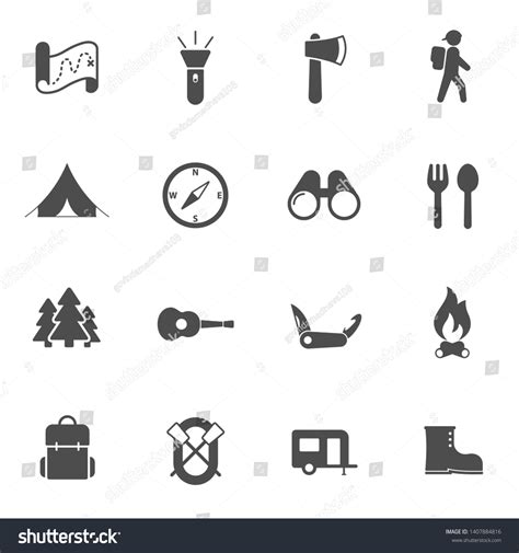 Summer Camping Vector Icons Set Isolated Stock Vector Royalty Free