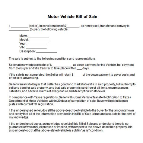 FREE 12 Sample Vehicle Bill Of Sale Templates In PDF MS Word