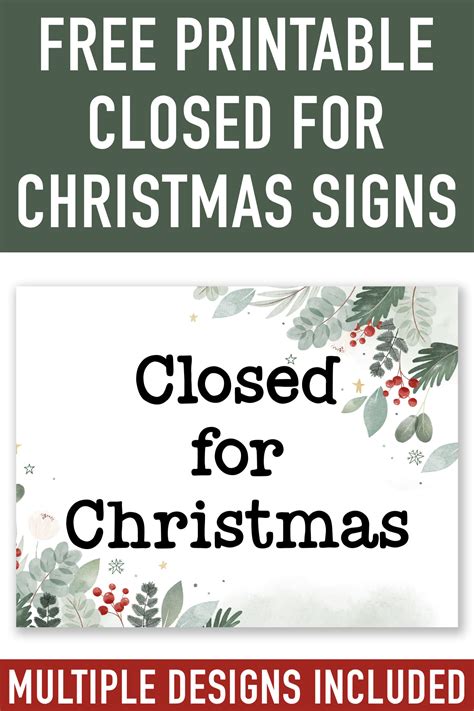 Free Printable Closed for Christmas Sign Template Set