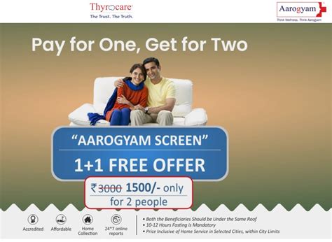 Full Body Checkup Couple Offer Thyrocare Aarogyam Healthcare Offers