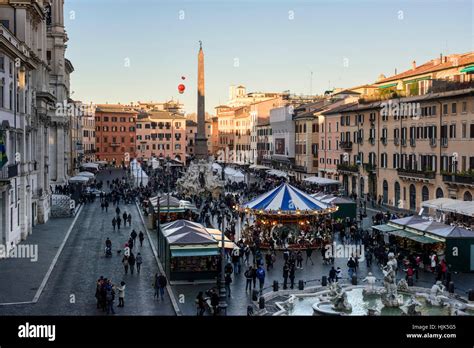 Rome Italy Christmas Market On Piazza Navona Mercatino Di Natale