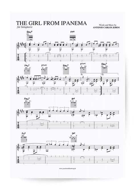 Girl From Ipanema Guitar Chord Tabs Shop Aria