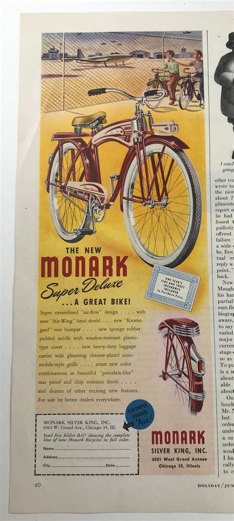 Vtg 1948 Monark Super Deluxe Bicycle Illustrated Print Ad Bike Etsy