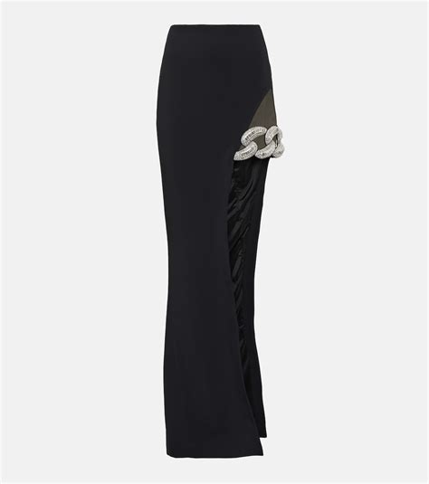 Asymmetric Embellished Maxi Skirt In Black David Koma Mytheresa