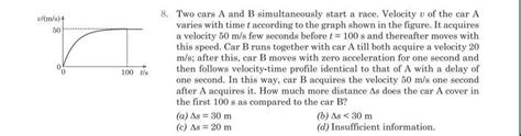 Two Cars A And B Simultaneously Start A Race Velocity V Of The Car A Var