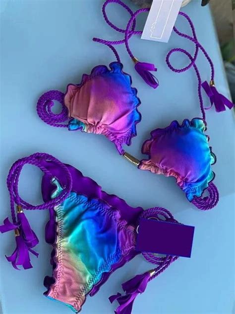 Rinabe New Color Bikini Biquinis Feminino Swimsuit String Bikini Set Ruffel Bikinis Women