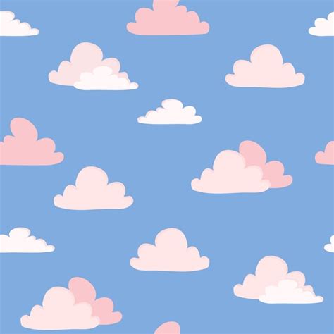 Nubes rosadas en la ilustración de vector de patrones sin fisuras de