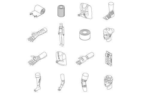 Bandage Icons Set Vector Outline